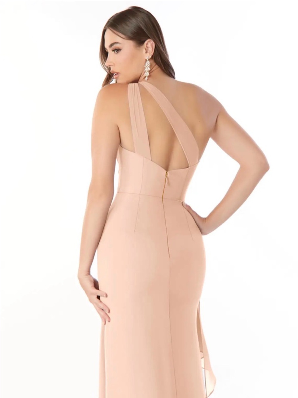 Azazie Maive One-Shoulder Blush Evening Gown, NWT, size 16 - Picture 6 of 9